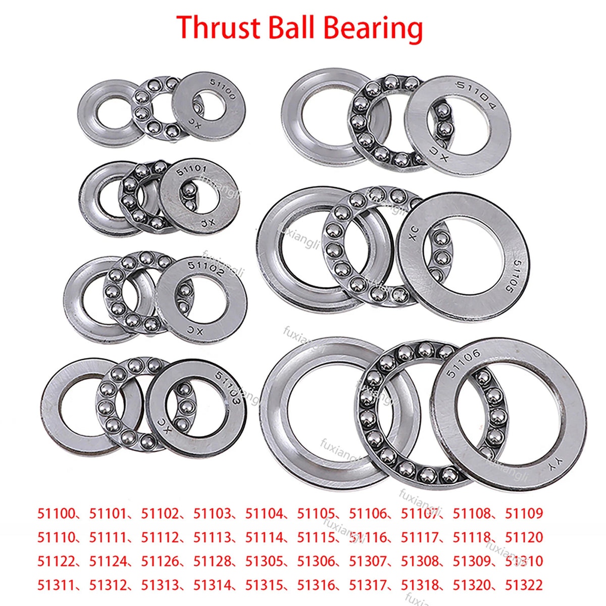 High Quality Plane Bearings 3-Parts Axial Ball Thrust Bearing 51100 to 51322