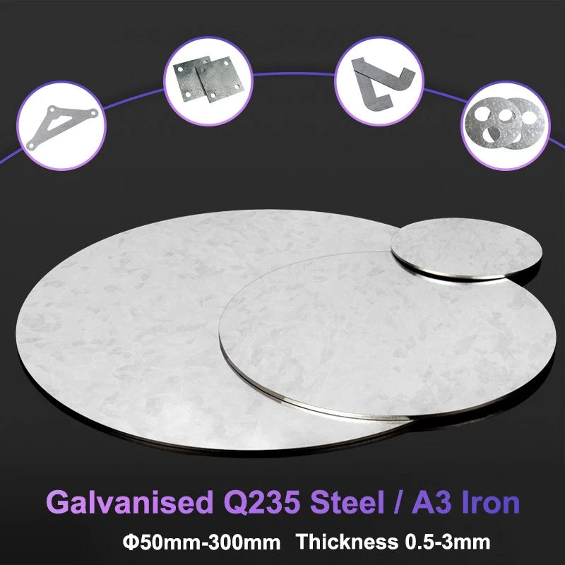 Galvanised Steel Round Blank Discs Zinc Plating Iron Sheet 0.5-3mm Cut to Size