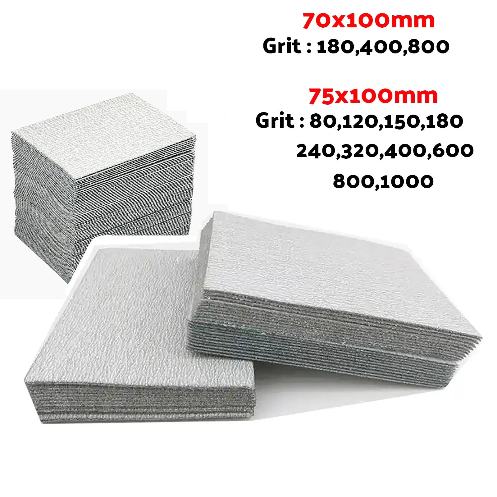 70x100 / 75x100mm White Sanding 80-1000 Grit Dry Sand Paper Hook Loop Sandpaper