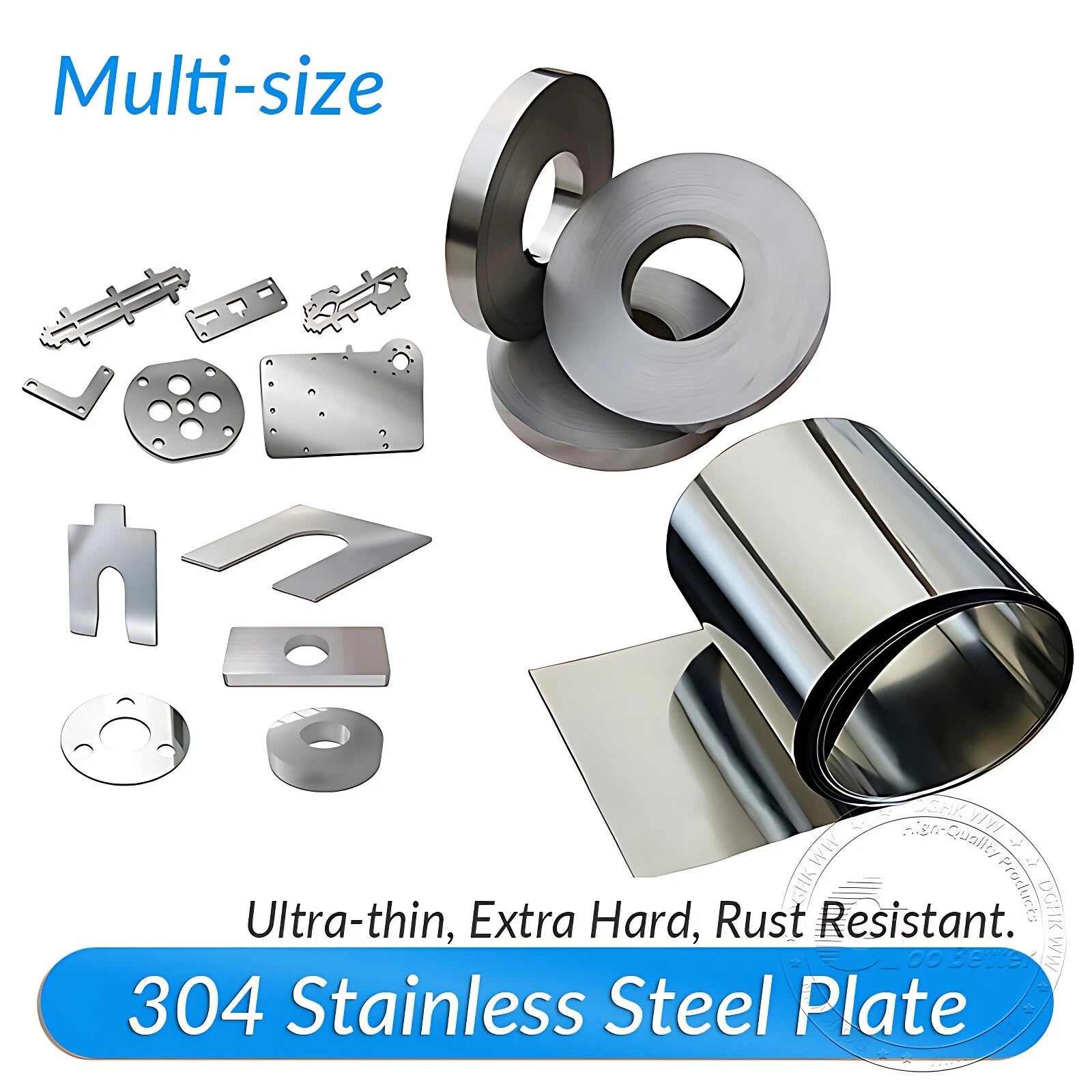 304 Stainless Steel Thin Plate Band Foil Sheet 0.01mm-0.5mm Metal Strip Roll