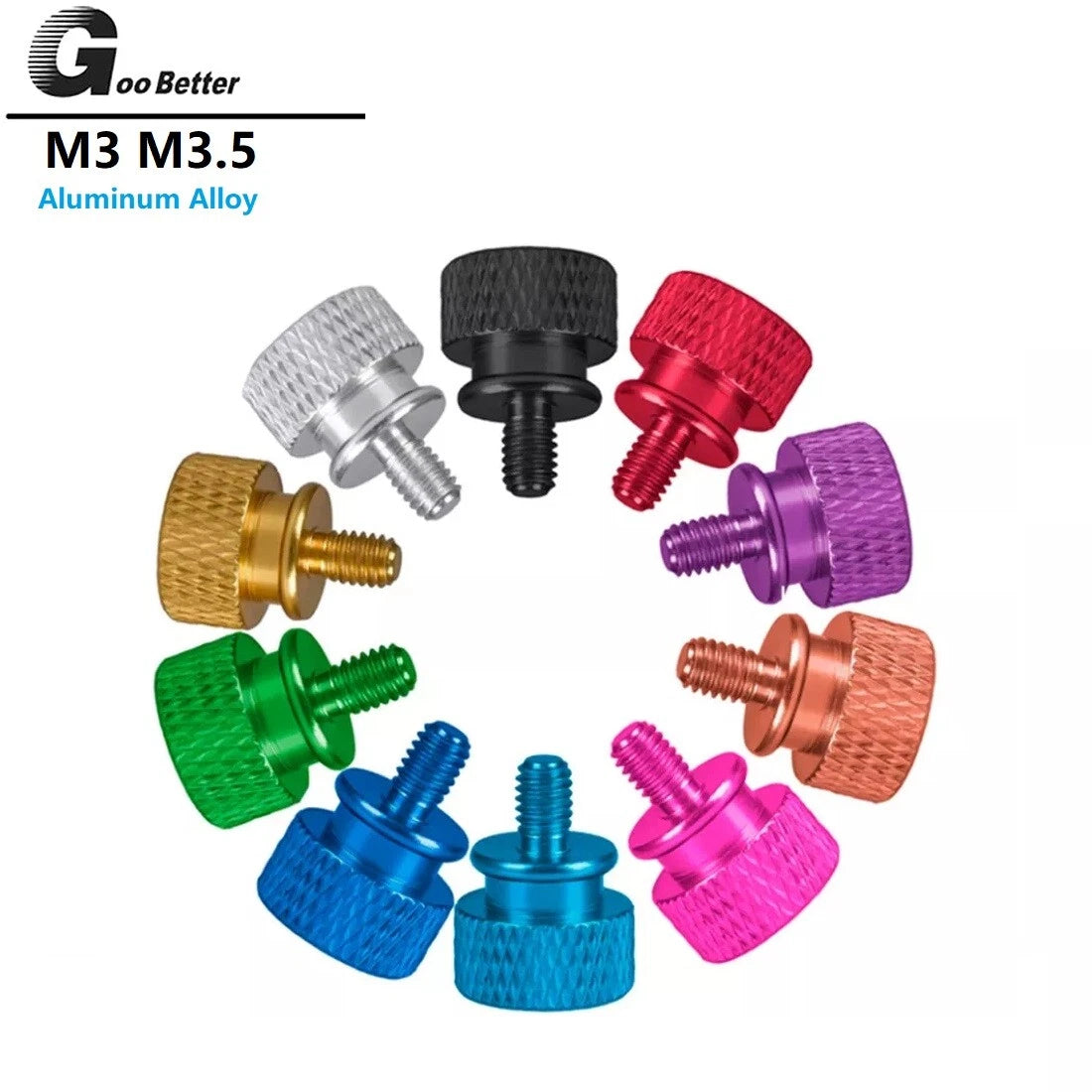 Knurled Thumb Screws M3 M3.5 Anodized Aluminum — Color Hand Grip Knob Bolts
