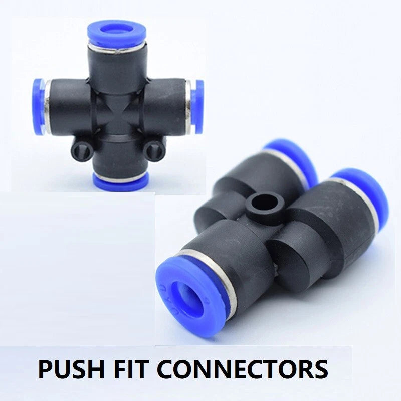 Nylon Push-Fit Hose Connector — + Shape / Y Shape / Y Reducing | 4mm–16mm Air Line Fitting