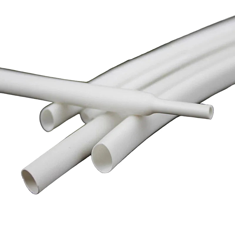 4:1 Ratio White Dual Wall Heat Shrink Tubing with Adhesive — Waterproof, φ4mm to φ20mm