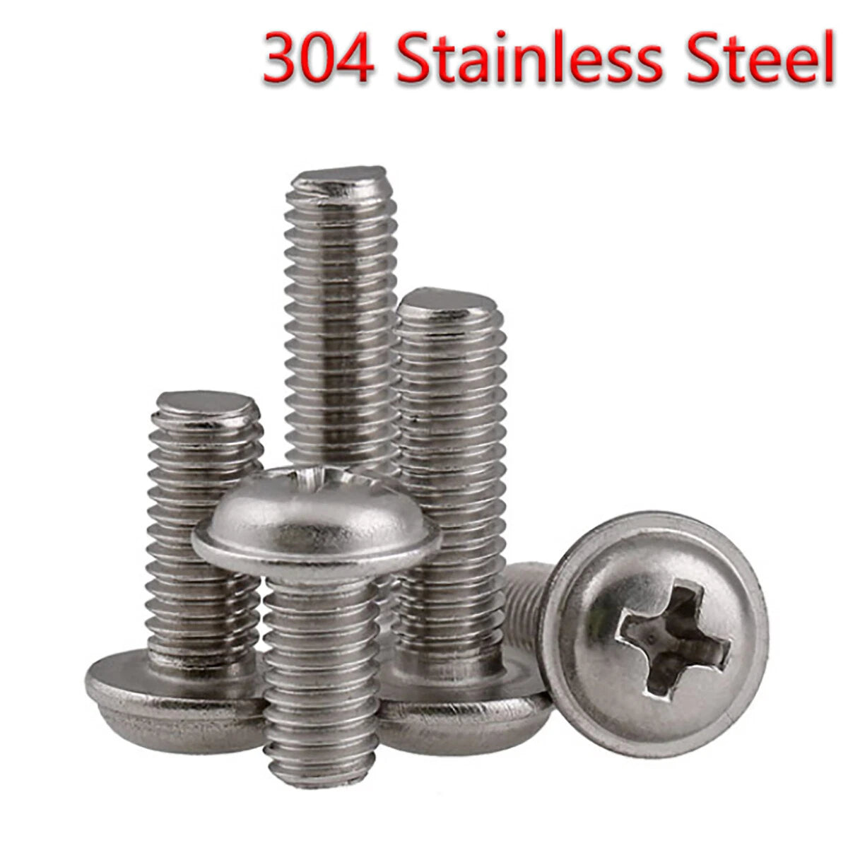 M2–M5 Flanged Phillips Button Head Machine Screws, 304 Stainless Steel