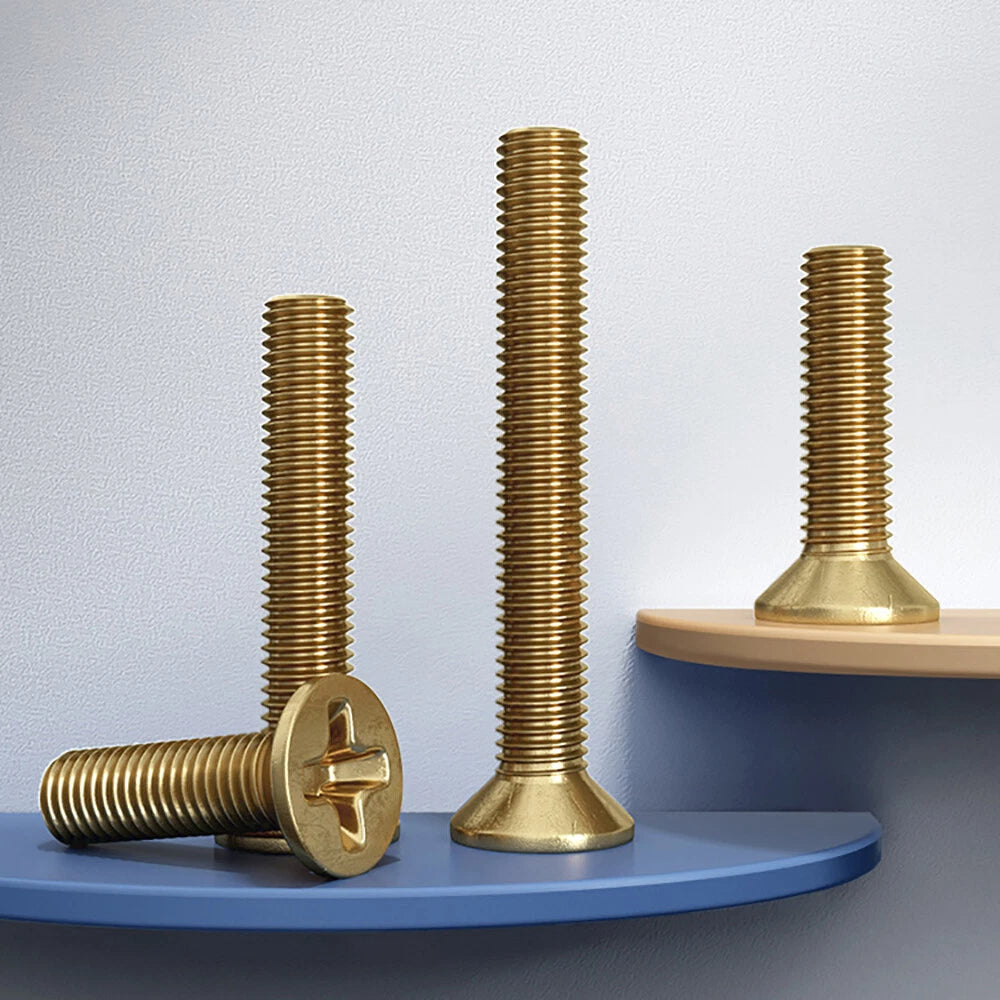 M5 M6 Brass Countersunk Phillips Machine Screws – Flat Head, Overall Length Measured, for Furniture & Marine Use