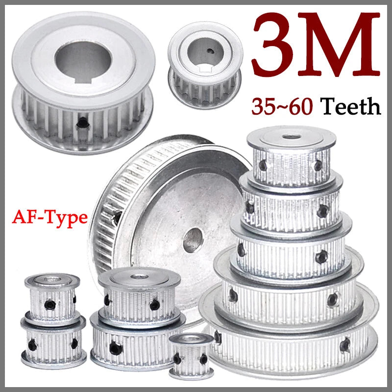 3M Timing Belt Drive Pulley AF-Type Pitch 3mm For CNC Step Motor 35-60 Teeth