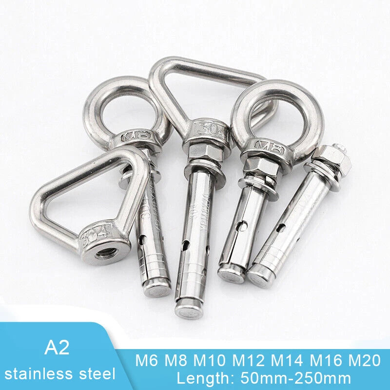 M6-M20 Lifting Eye Bolt 304 Stainless Steel Concrete Sleeve Anchor — Round & Triangle Ring
