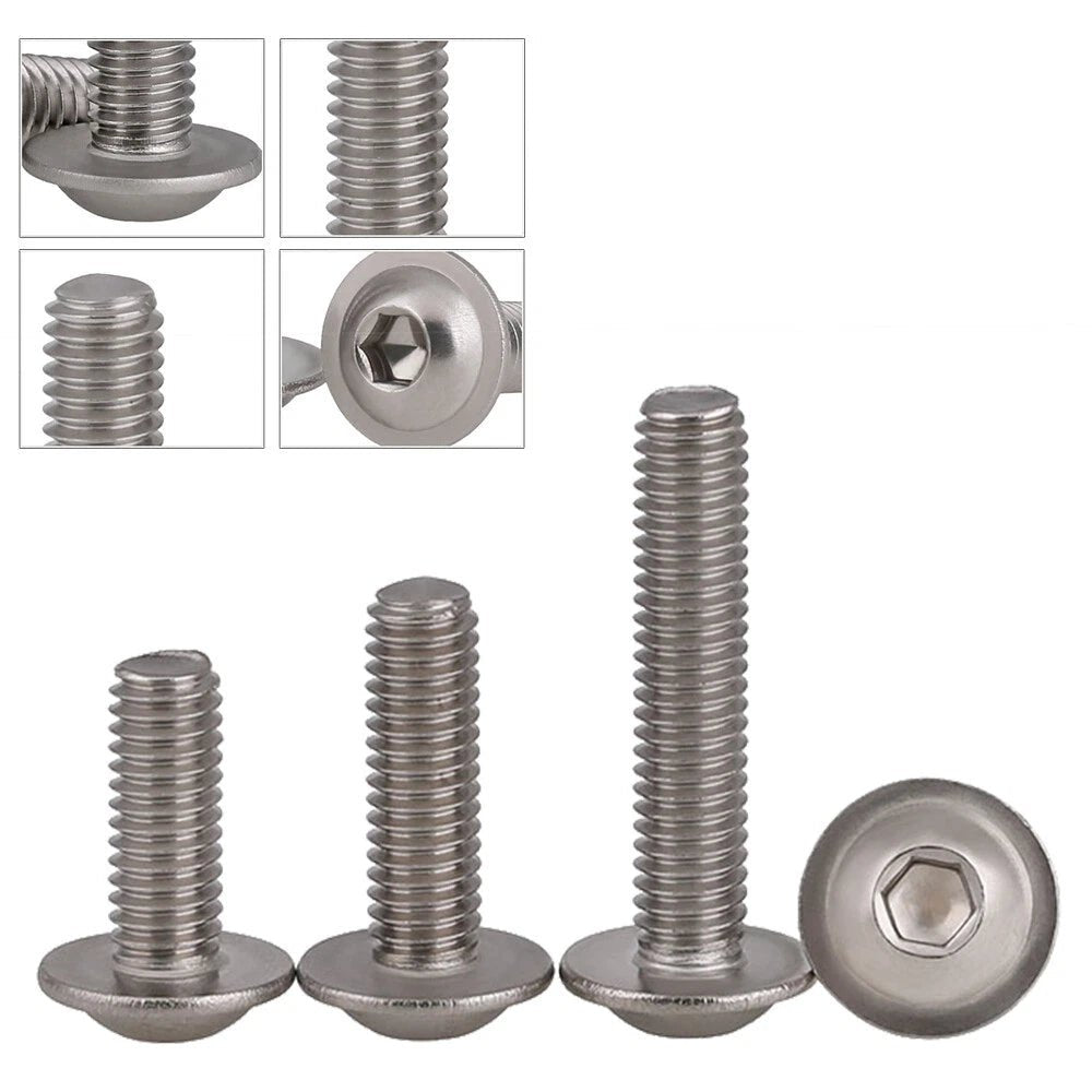 M3–M6 Flanged Button Head Screws, A2 Stainless Steel Allen Socket Machine Bolts - HomeDIYer