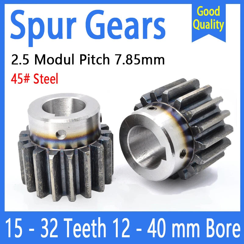 2.5 Mod 15T - 32T Precision Spur Pinion Gear With Step 45# Steel Motor Gear