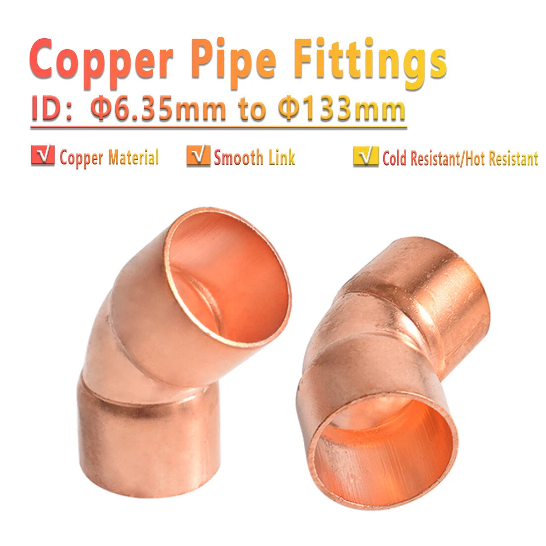 Copper Long Radius Street 45° Elbow — End Feed Refrigeration Fitting 6.35mm–133mm