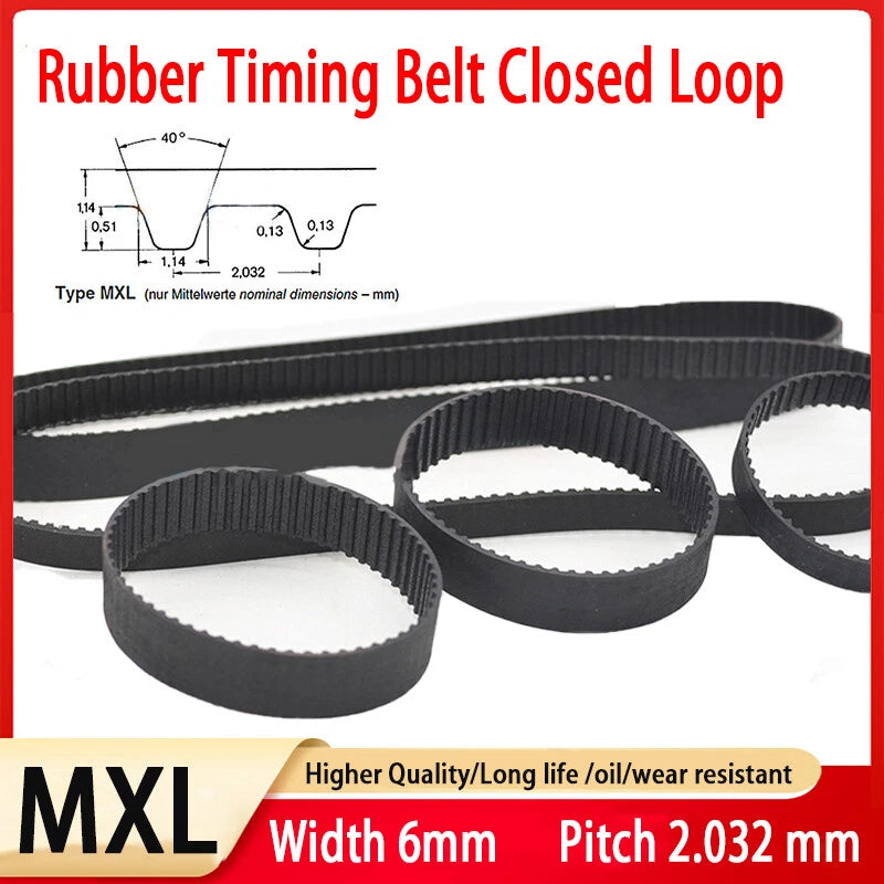 MXL Timing Belt 6mm Width | Rubber Closed Loop Drive Belt, Pitch 2.032mm