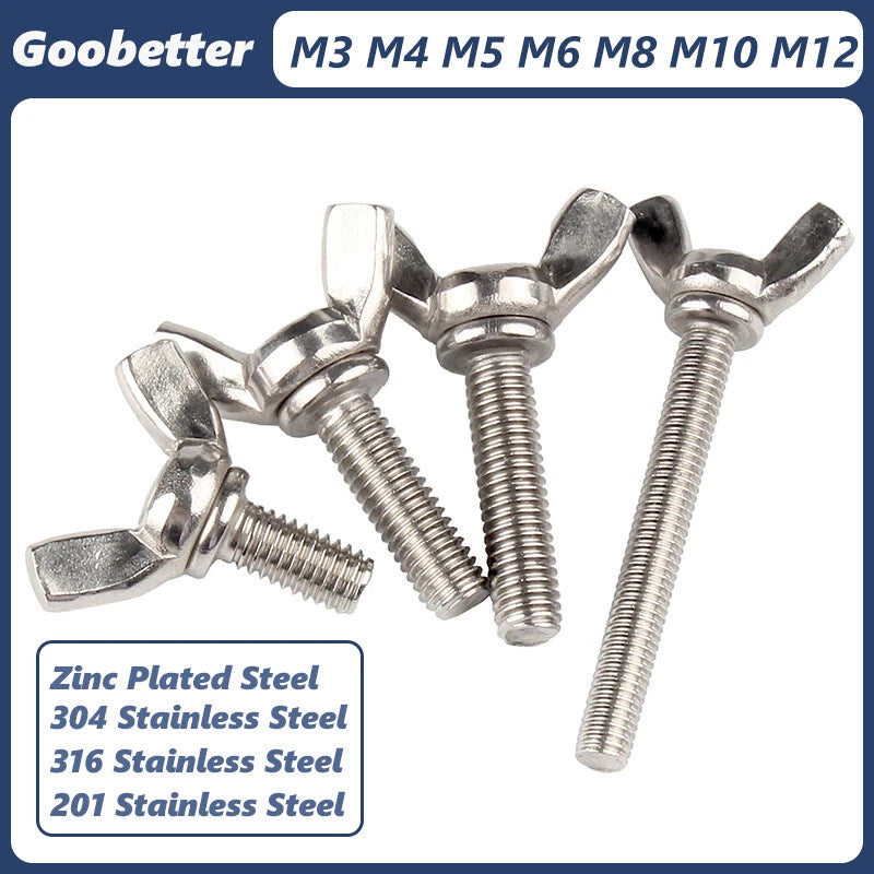 Steel Butterfly Wing Screw Bolt Thumb Screws Bolts Metric M3 M4 M5 M6 M8 M10 M12