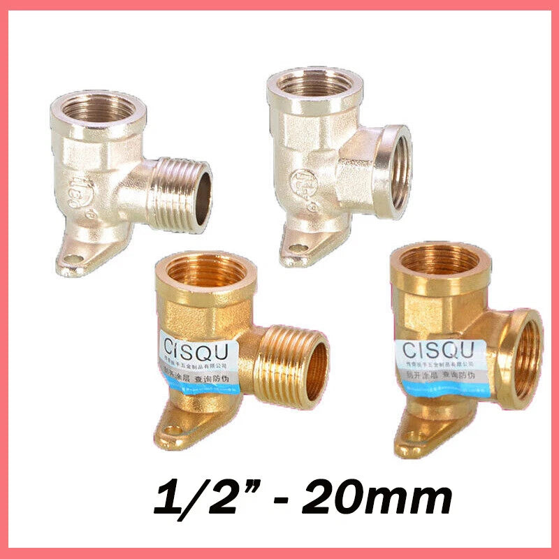 1/2" BSP Brass Wall Plate Elbow — Female Thread Garden Tap Outside Tap Fitting