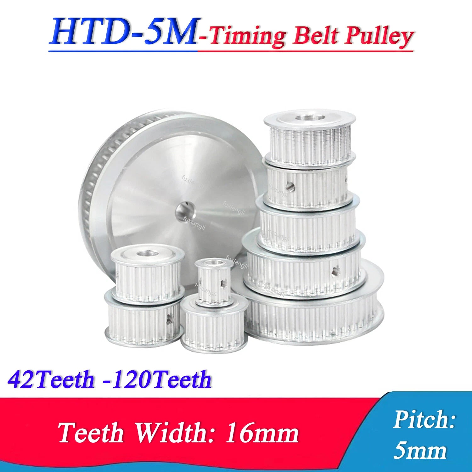 HTD-5M 42-120Teeth Timing Belt Pulley Pitch 5mm AF-type Drive Pulleys Width 16mm
