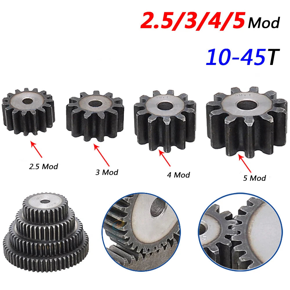 2.5/3/4/5 Mod Spur Gear 10T to 45T Flat Gear Motor Transmission Gear 45# Steel