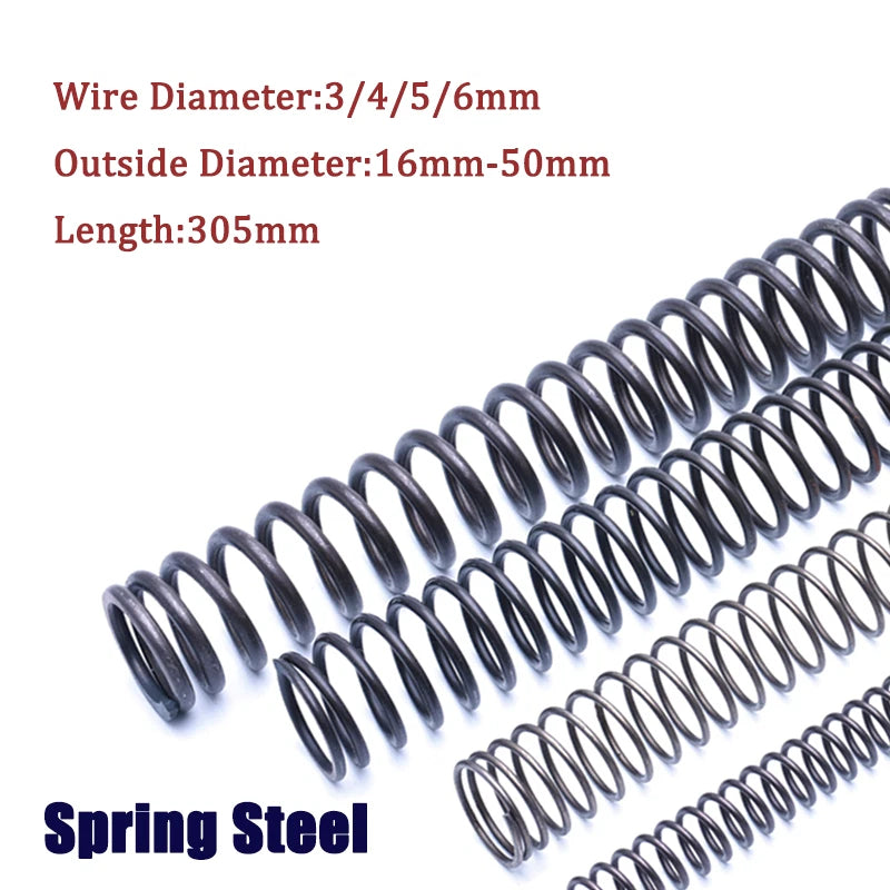 Ø3/4/5/6mm Compression Spring Black Spring Steel Pressure Spring Length:305mm