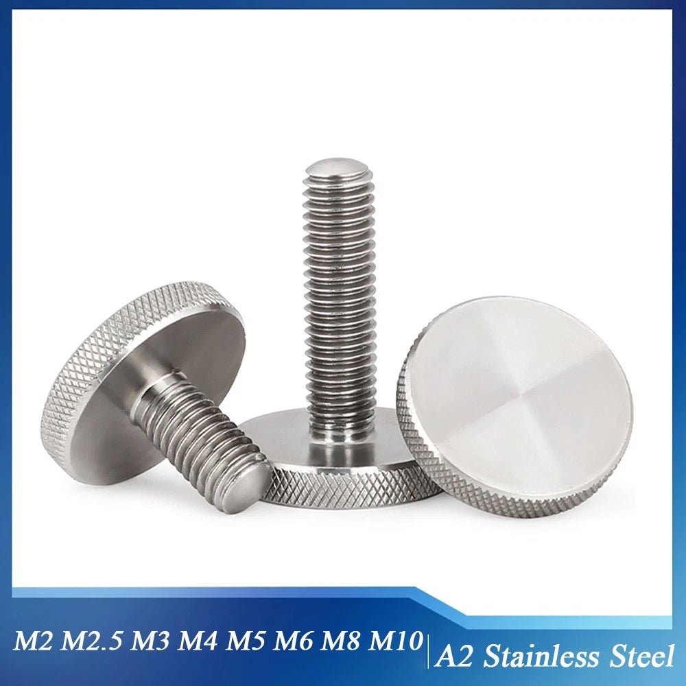 A2 Stainless Steel Flat Head Knurled Thumb Screws – M2 to M10, Hand Grip Knob Bolts - HomeDIYer