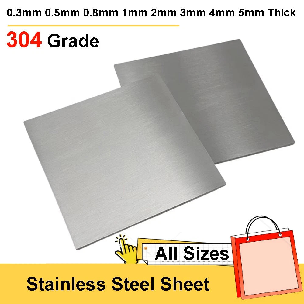 304 Stainless Steel Sheet Plate 0.3mm 0.5mm 0.8mm 1mm 2mm 3mm 4mm 5mm Thick