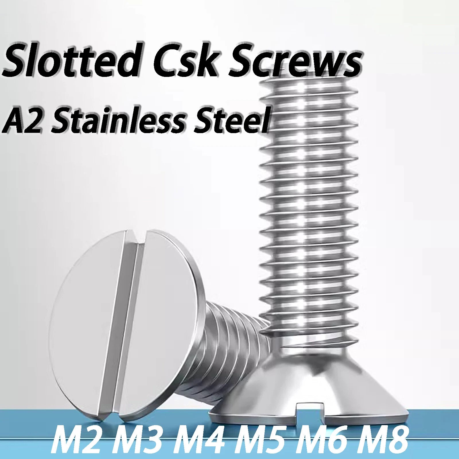 Countersunk Slotted Machine Screws M2–M8 | A2 Stainless Steel DIN 963