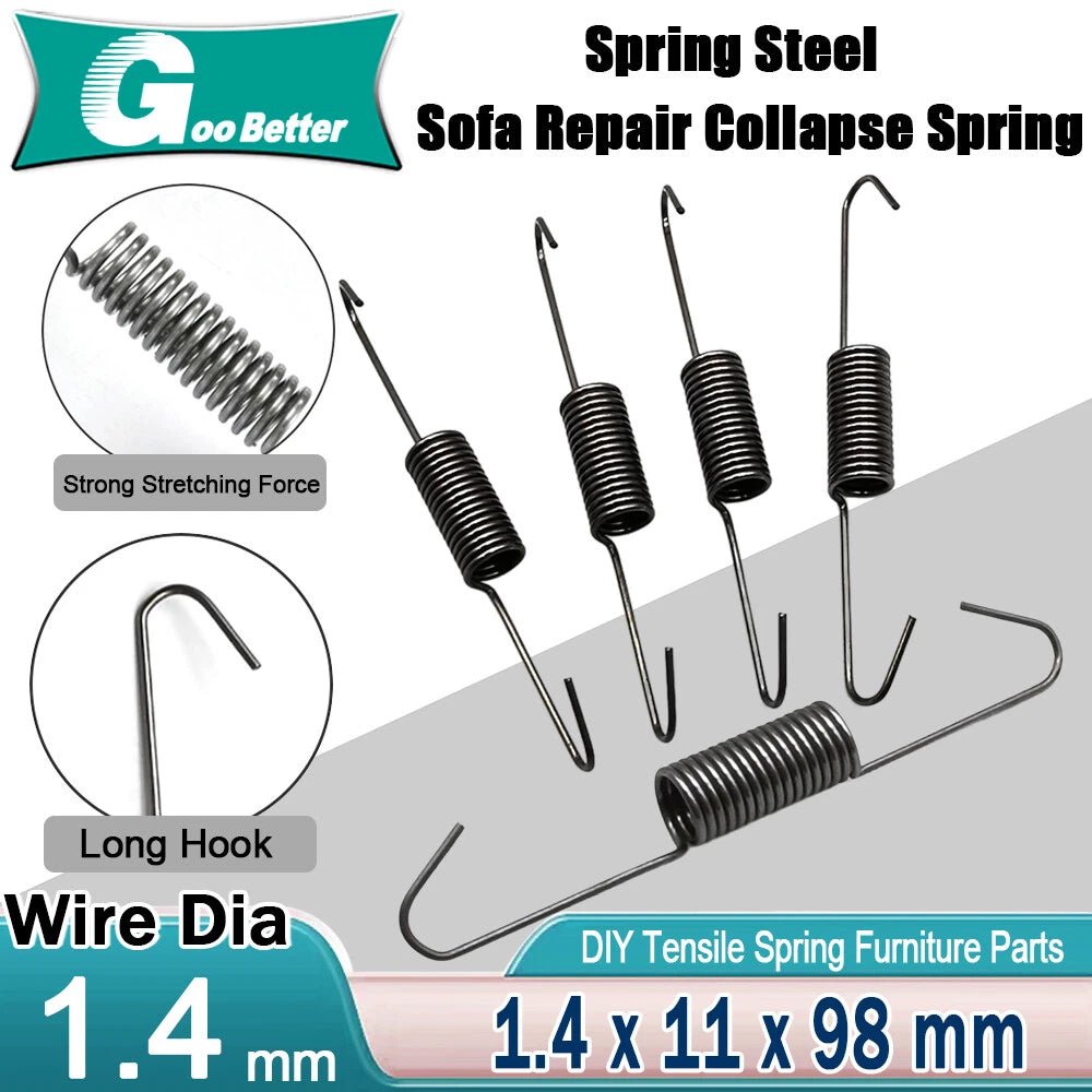 1.4x11x98mm Sofa Spring S - Hook Repair Stretch Spring for Sagging Couch Fix - HomeDIYer