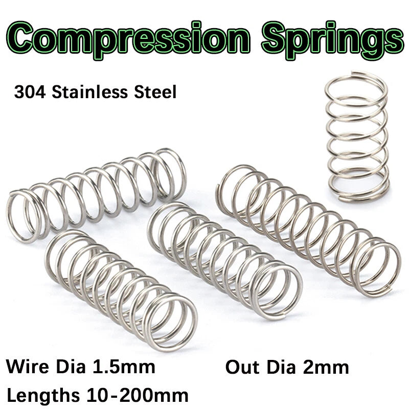 Wire Dia 1.5mm OD 22mm L 10-200mm 304 Stainless Steel Spring Compression Springs