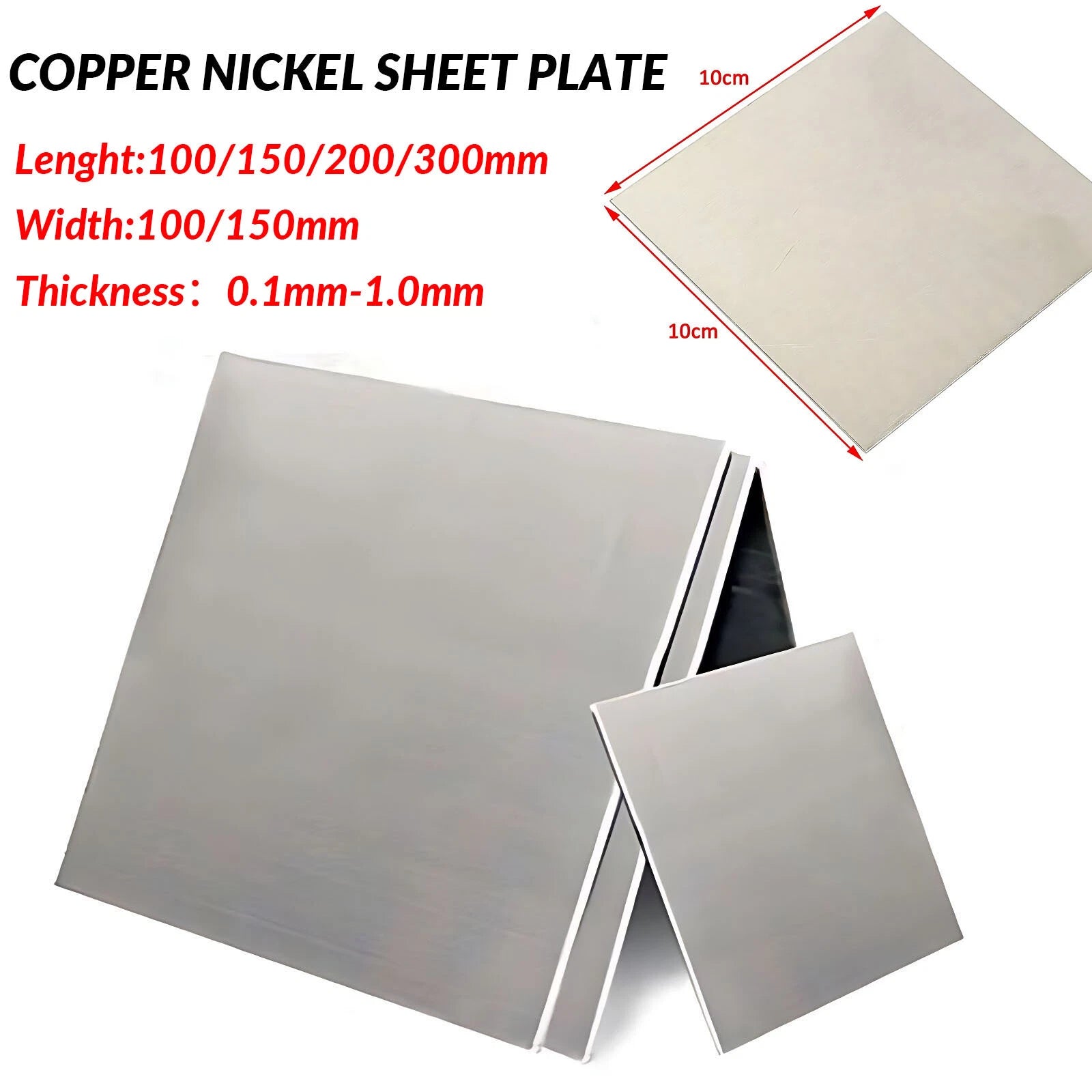 Copper-Nickel Alloy Sheet Plate Cupronickel Metal Foil Panel 0.8mm-3mm Thick