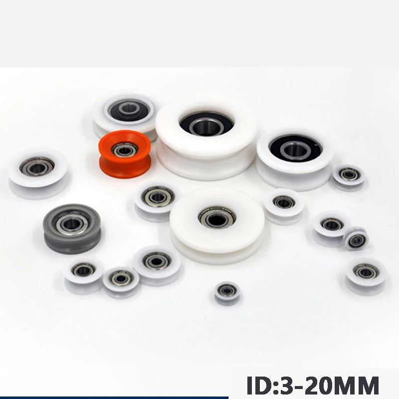 Round U Groove Bearings Guide Plastic-coated Bearing POM Pulley Roller Wheel