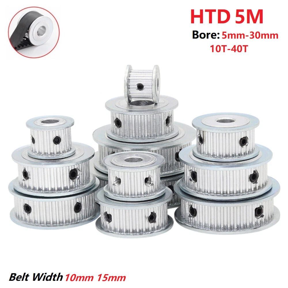 HTD 5M Timing Belt Pulley 5-30mm Bore,10-40T, for 10mm 15mm Wide CNC, 3D Printer