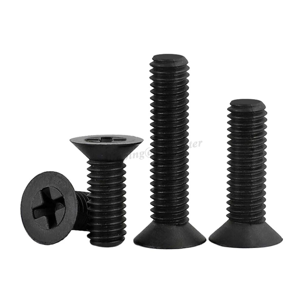 Black Nylon Phillips Flat Head Countersunk Machine Screws – M2 to M8, Fully Threaded (PA66) - HomeDIYer