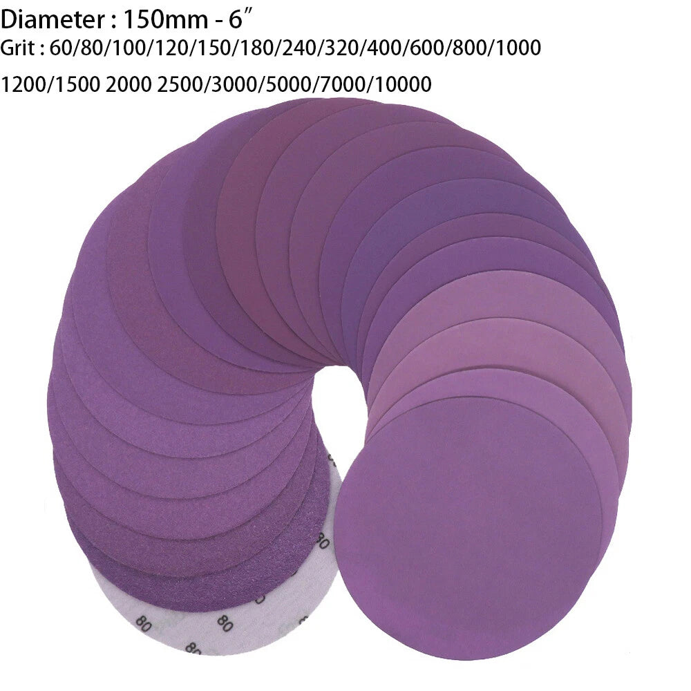 5/6'' Round Sanding Discs 6 Hole 80-2000 Grit Hook Loop Sander Orbital Sandpaper