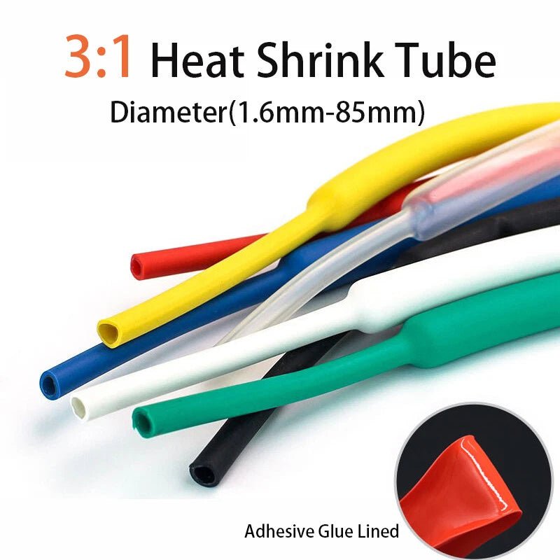 3:1 Adhesive Glue Lined Heat Shrink Tubing — 2.4mm ID, 50m Roll, 6 Colors - HomeDIYer