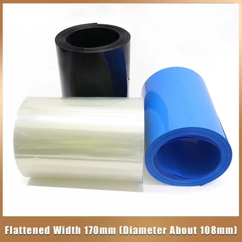 PVC Heat Shrink Tubing 170mm Flat Width — Battery Wrap Sleeve Insulation, 5 Colors - HomeDIYer