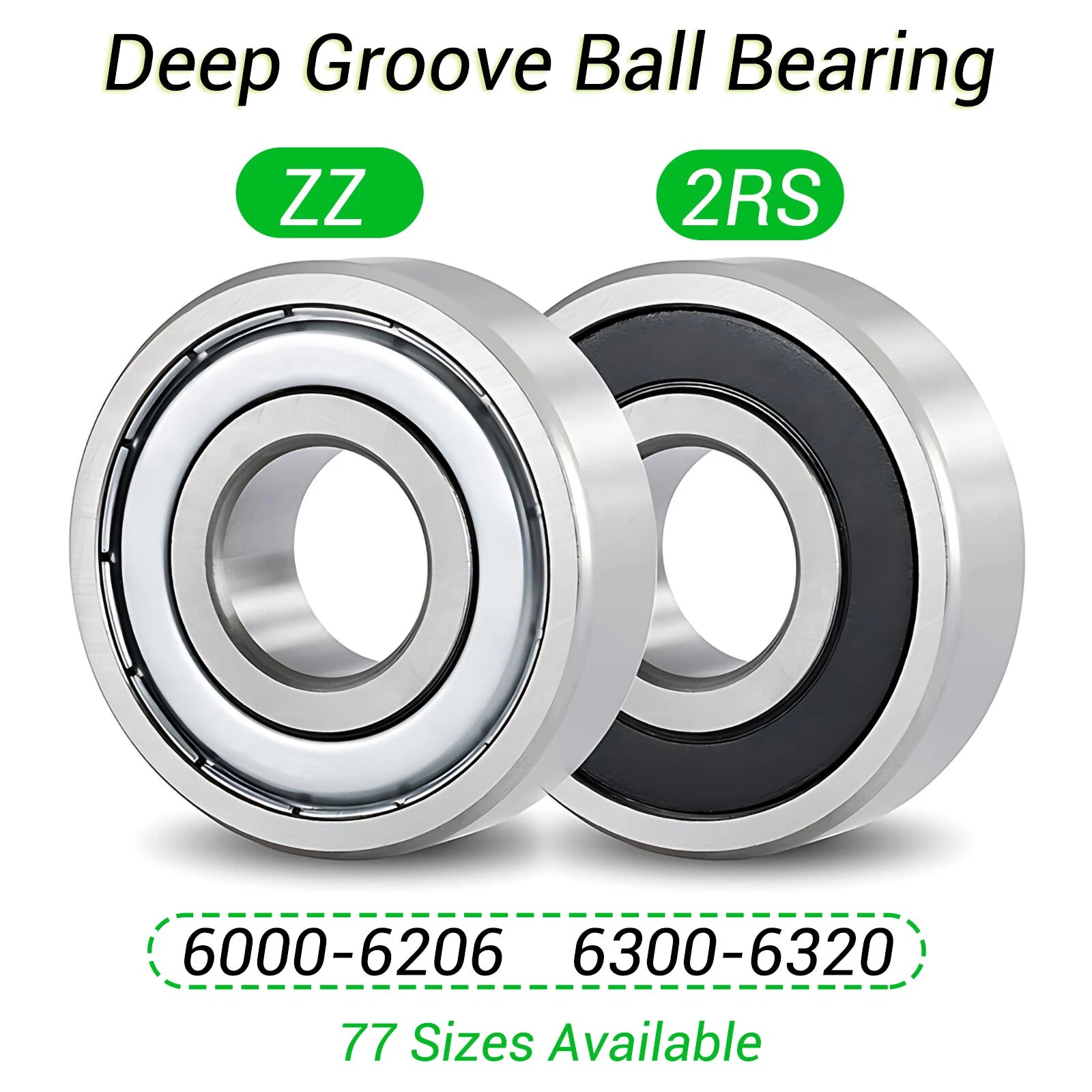 Bearings 6000-6206 6300-6320 2RS/ZZ Series Deep Groove Ball Bearing 77 Size