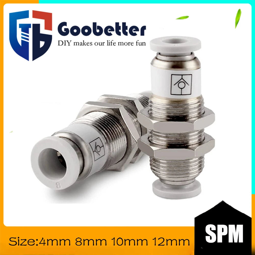 Nylon Pneumatic Bulk Head hose tube inline push fit connector 4mm 8mm 10mm 12mm