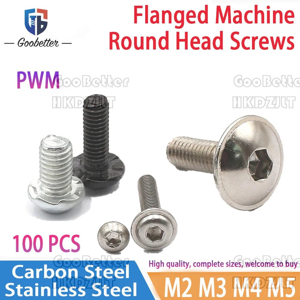 Flanged Button Head Screws M2–M5 — Allen & Torx, Stainless or Carbon Steel - HomeDIYer