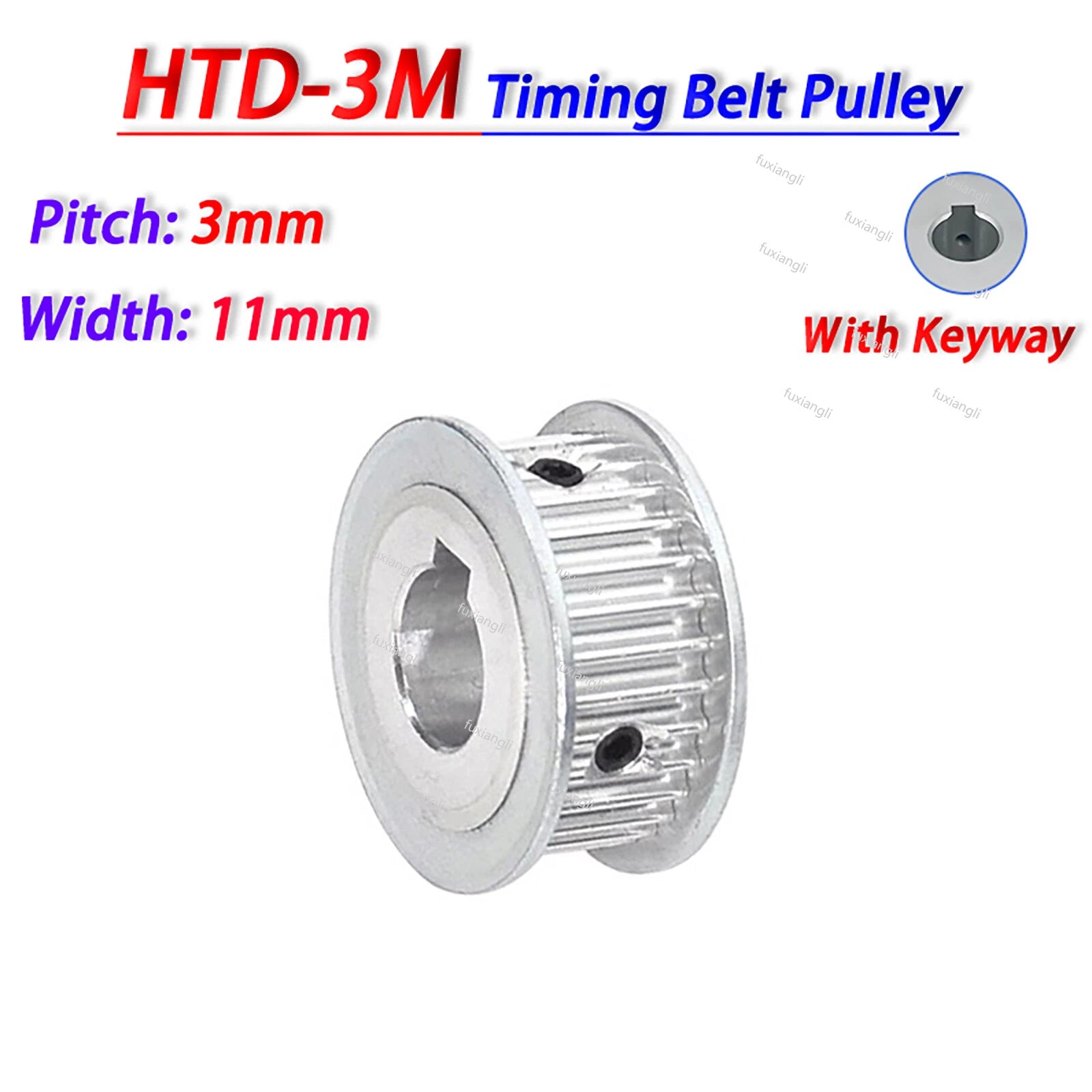 HTD-3M 90T-120T Timing Belt Pulley Pitch 3mm AF-type With Keyway Width 11mm
