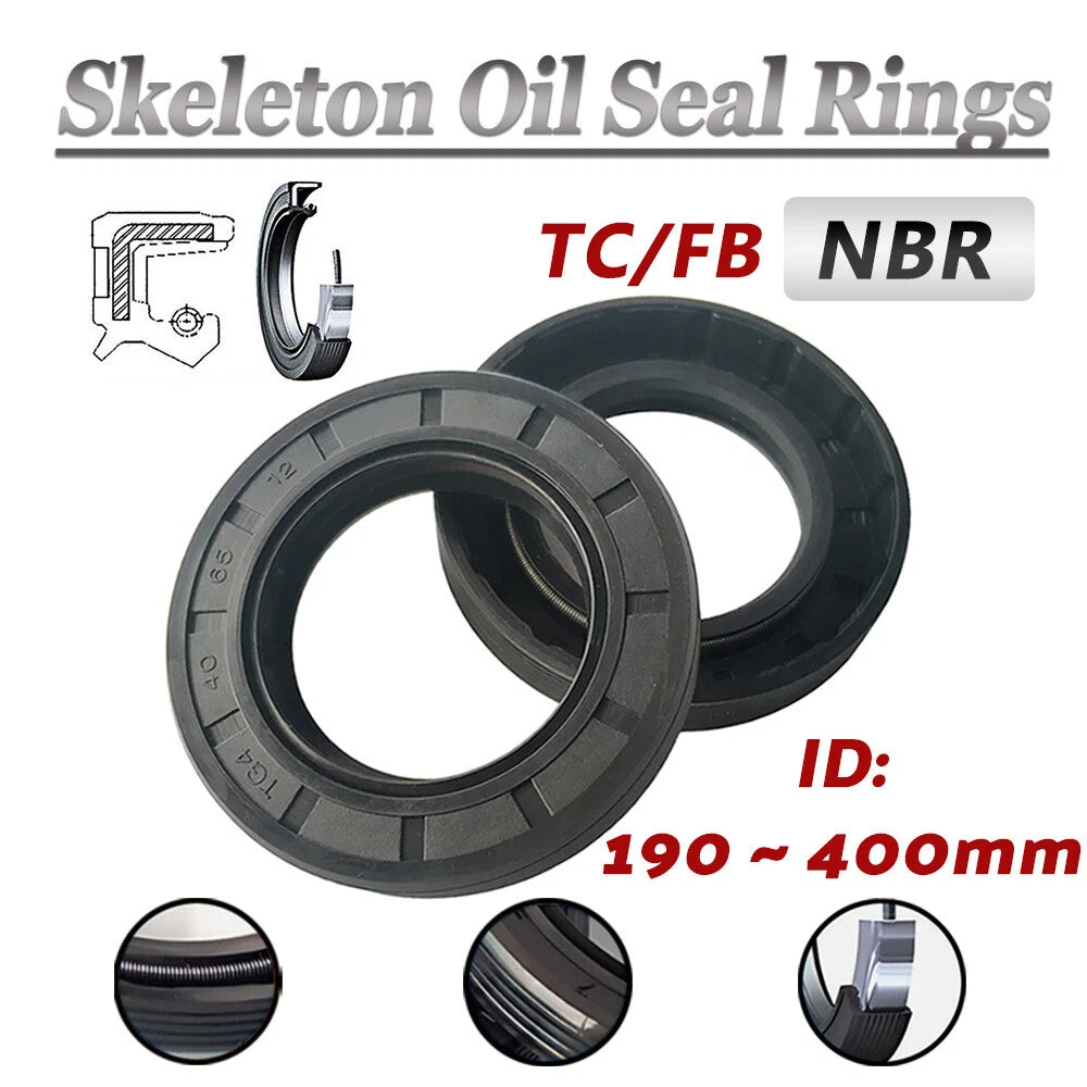 NBR TC Double Lip Oil Seal — Skeleton Shaft Seal Ø 190–400mm (1, 2 or 4 pcs)