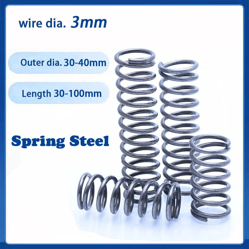 Compression Spring 3mm Wire Diameter 30-40mm OD 30-100mm Length Pressure Spring
