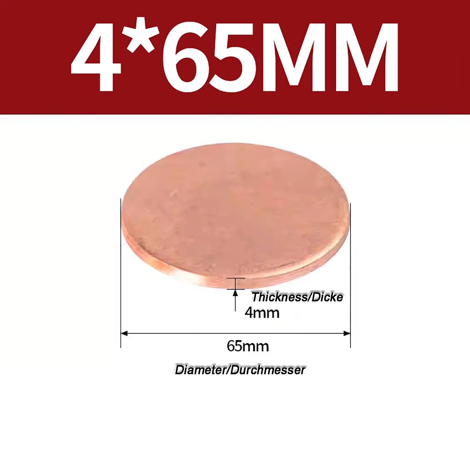 Solid Pure Copper Discs Blanks Round Plate Metal Sheet Thick 0.3~6mm Ø10mm~150mm