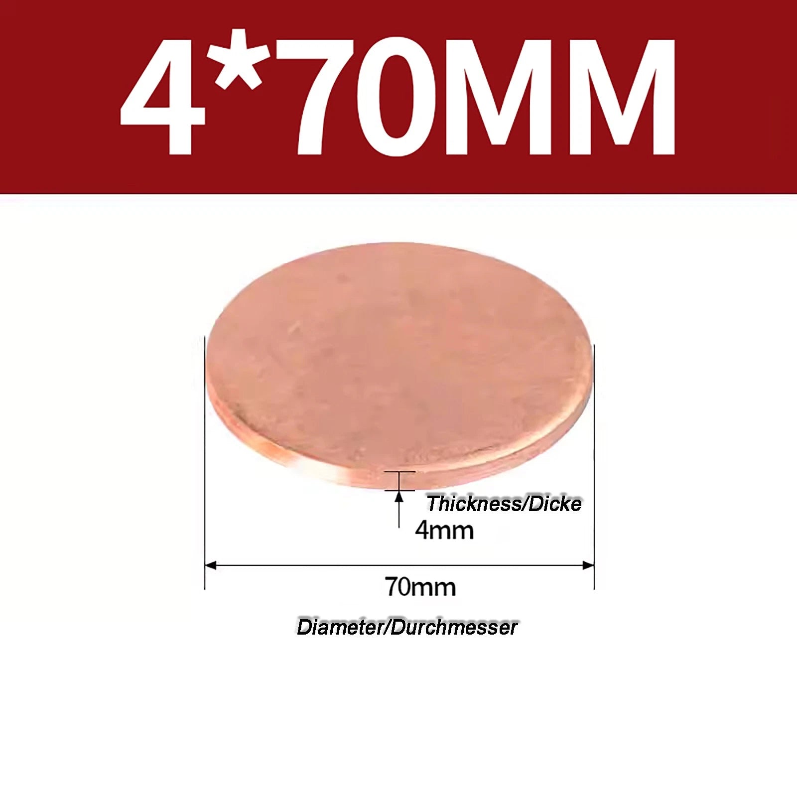 Solid Pure Copper Discs Blanks Round Plate Metal Sheet Thick 0.3~6mm Ø10mm~150mm