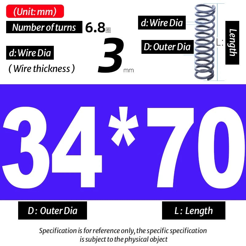 Compression Spring Pressure Big, Wire Dia 3.0mm Diameter 16-40mm Length 20-200mm