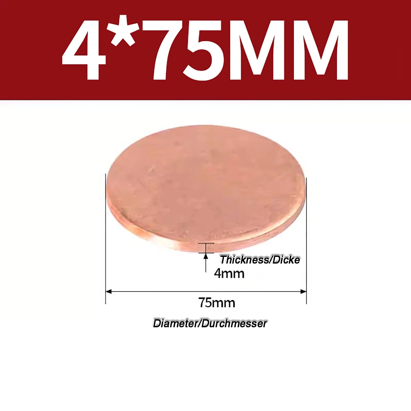 Solid Pure Copper Discs Blanks Round Plate Metal Sheet Thick 0.3~6mm Ø10mm~150mm