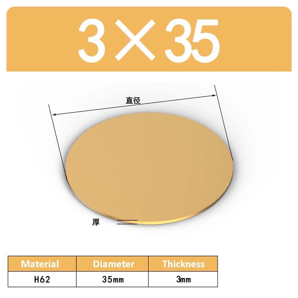 H62 Solids Brass Discs Blanks Metal Round Sheets OD 10mm-300mm Thick 0.3mm-4mm