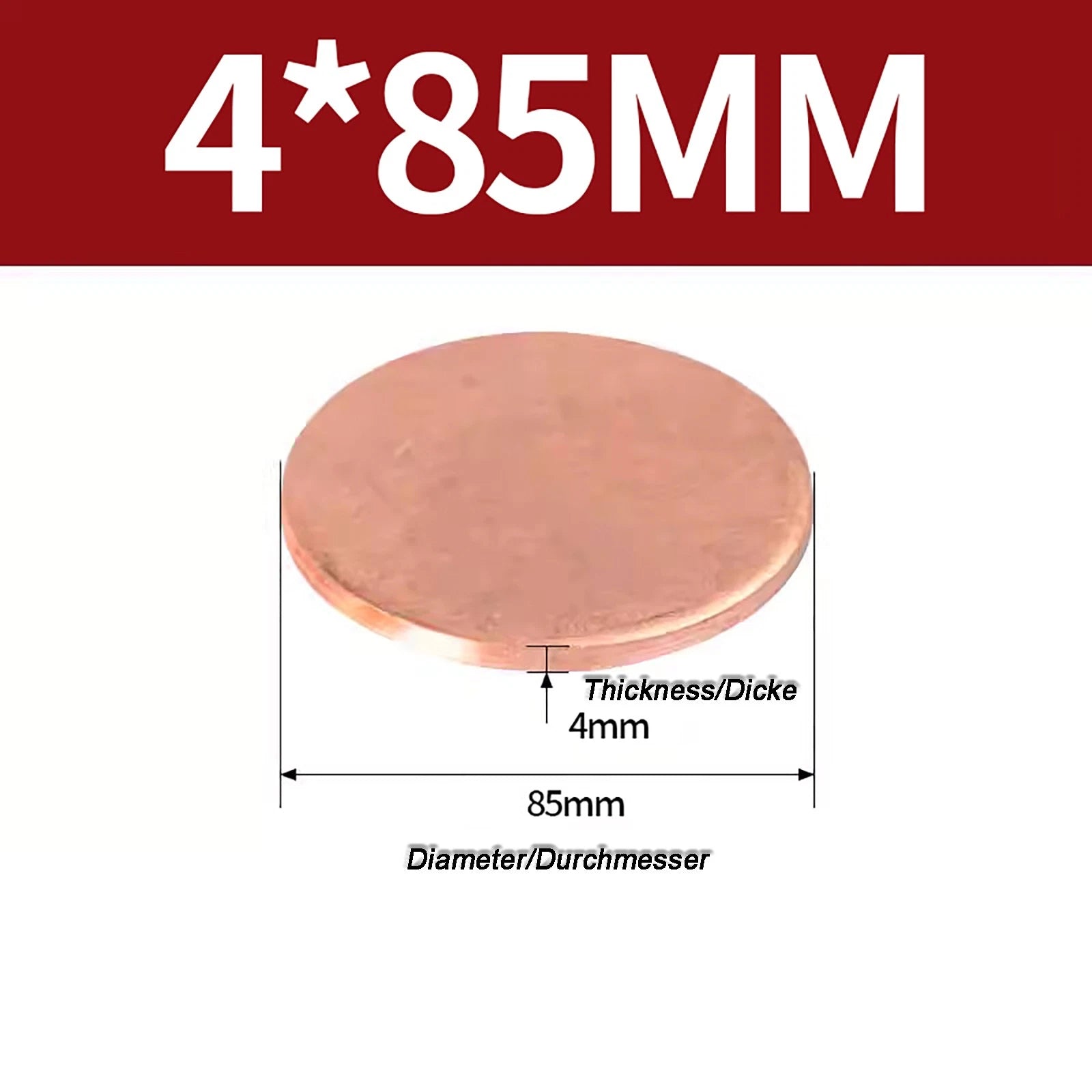 Solid Pure Copper Discs Blanks Round Plate Metal Sheet Thick 0.3~6mm Ø10mm~150mm