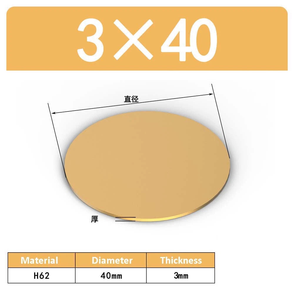 H62 Solids Brass Discs Blanks Metal Round Sheets OD 10mm-300mm Thick 0.3mm-4mm