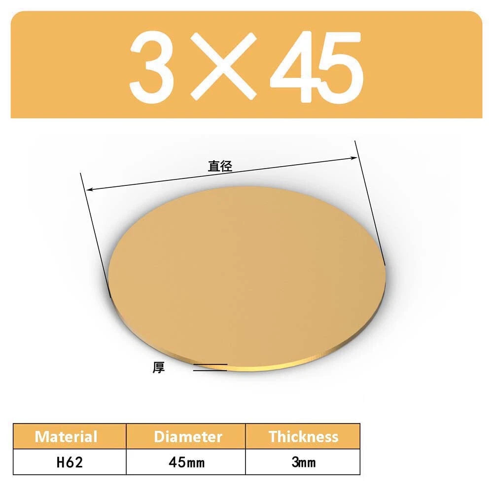 H62 Solids Brass Discs Blanks Metal Round Sheets OD 10mm-300mm Thick 0.3mm-4mm