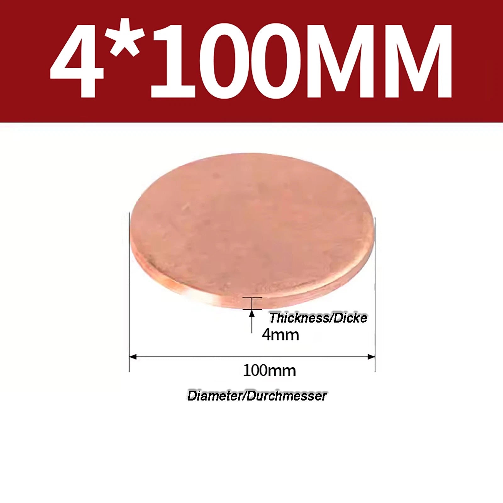 Solid Pure Copper Discs Blanks Round Plate Metal Sheet Thick 0.3~6mm Ø10mm~150mm