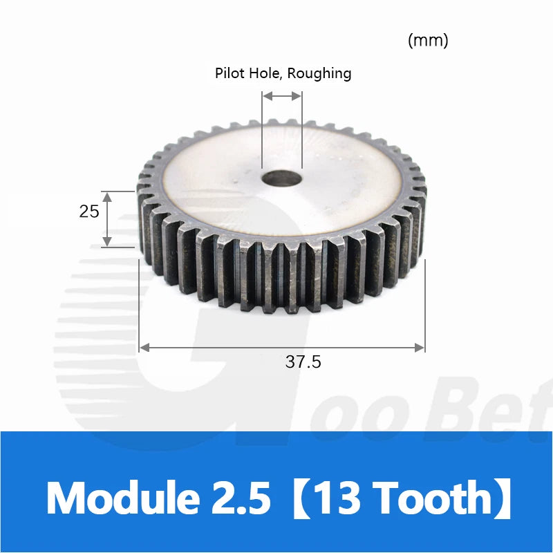 Mod 1 1.5 2 2.5 3 4 5 Spur Gear C45 Steel 12 Tooth - 160 Tooth Motor Pinion Flat