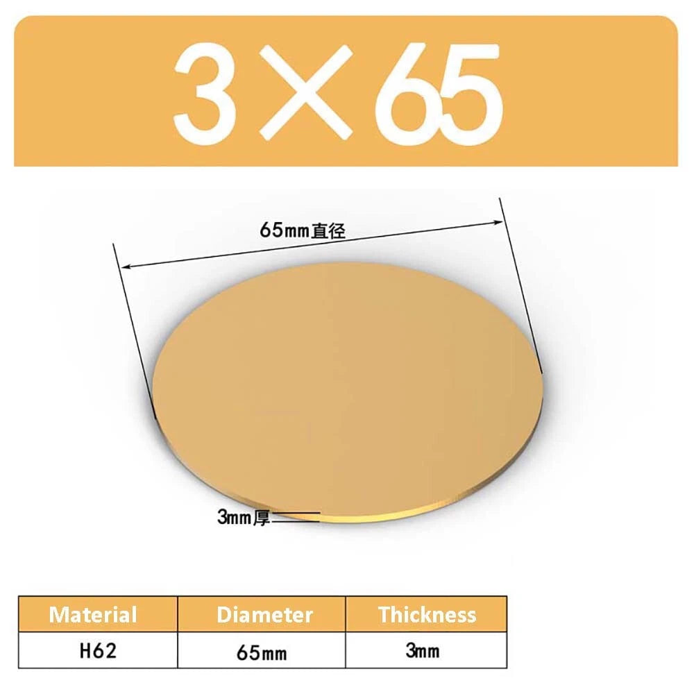 H62 Solids Brass Discs Blanks Metal Round Sheets OD 10mm-300mm Thick 0.3mm-4mm