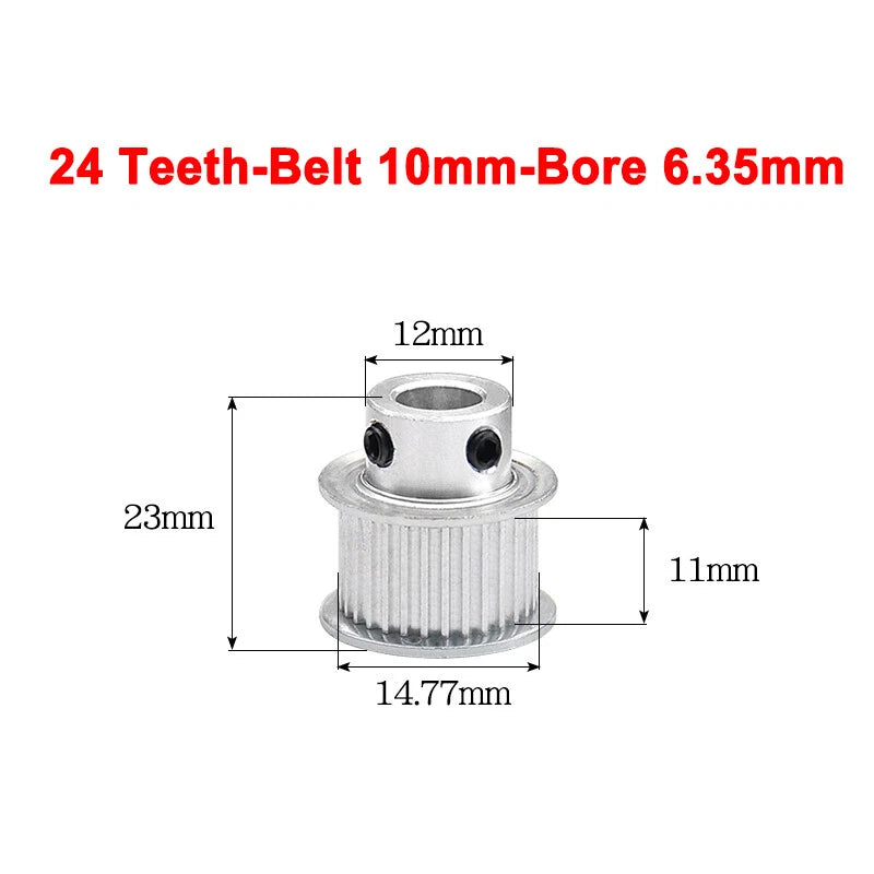 2GT Drive Pulley With Step 16 Tooth - 100 Tooth Bore 4mm - 25mm for 10mm Belt